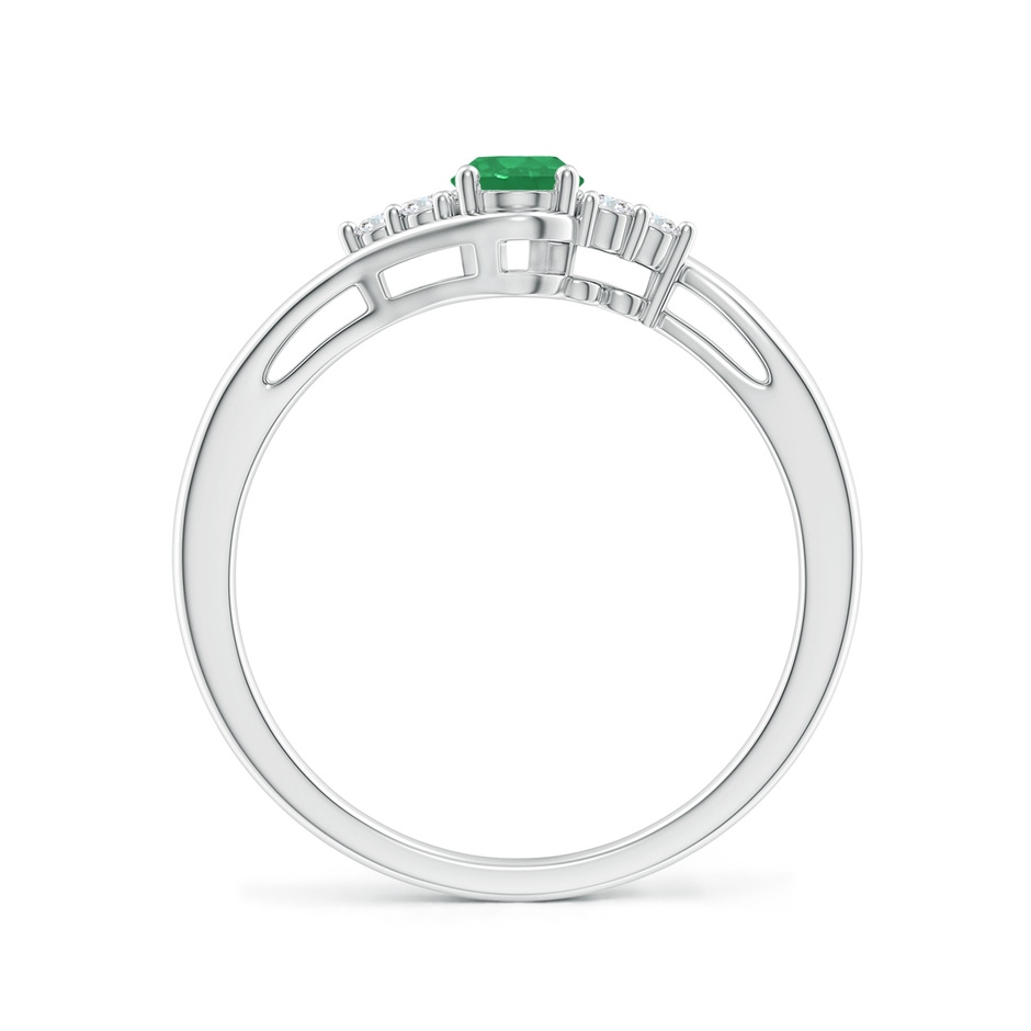 6x4mm A Oval Emerald Bypass Ring with Trio Diamond Accents in White Gold side-1