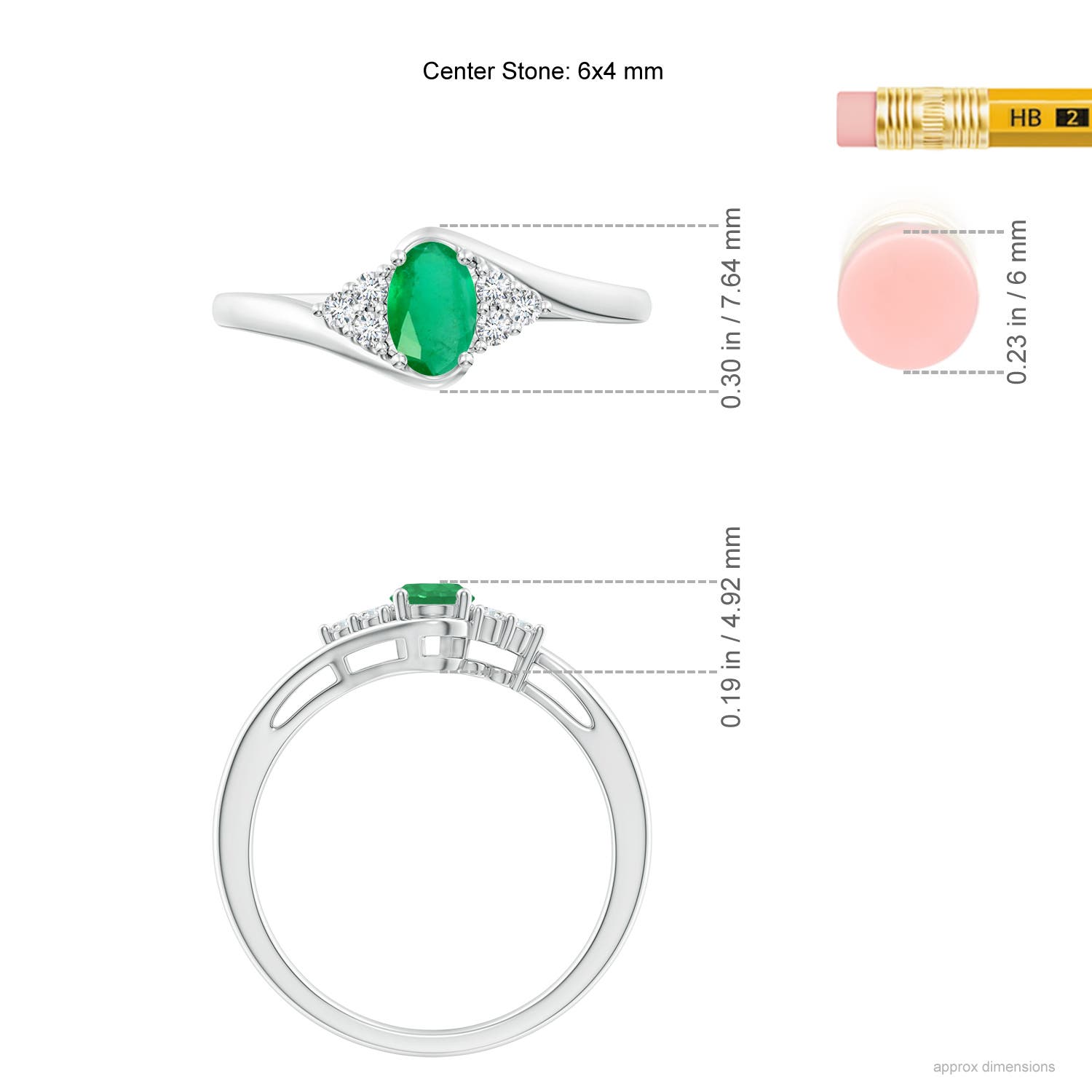 A - Emerald / 0.48 CT / 14 KT White Gold