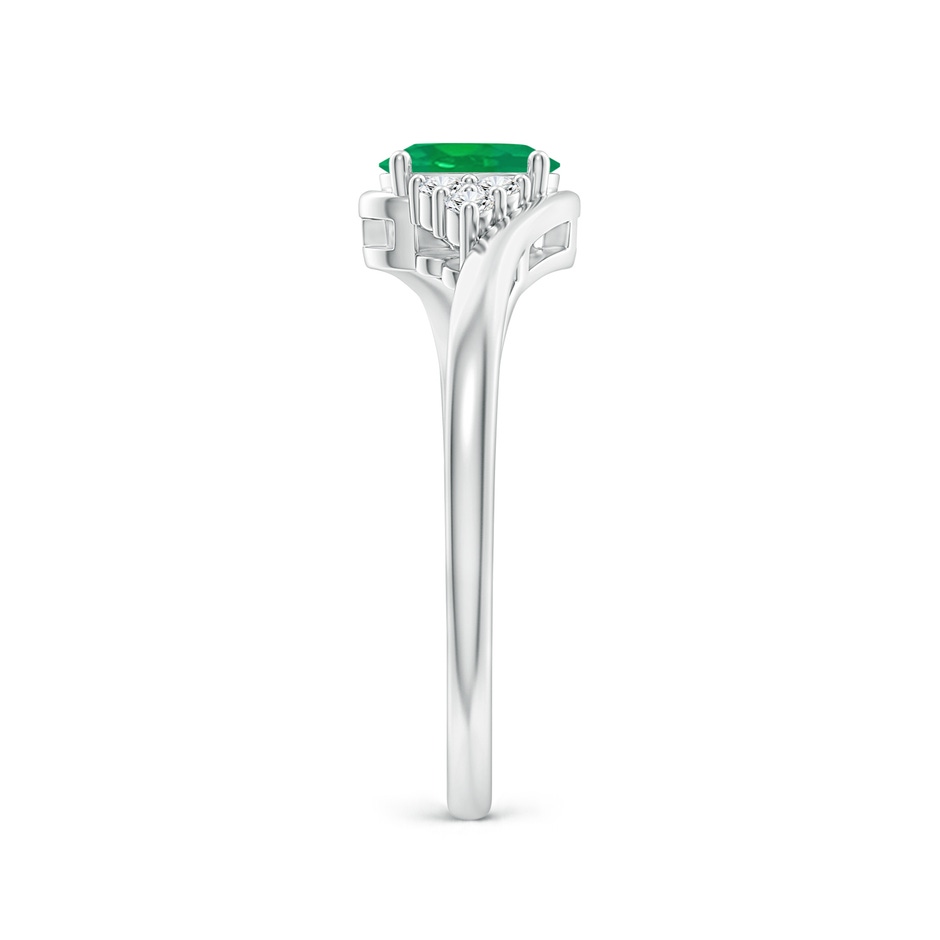 6x4mm AA Oval Emerald Bypass Ring with Trio Diamond Accents in P950 Platinum side-2