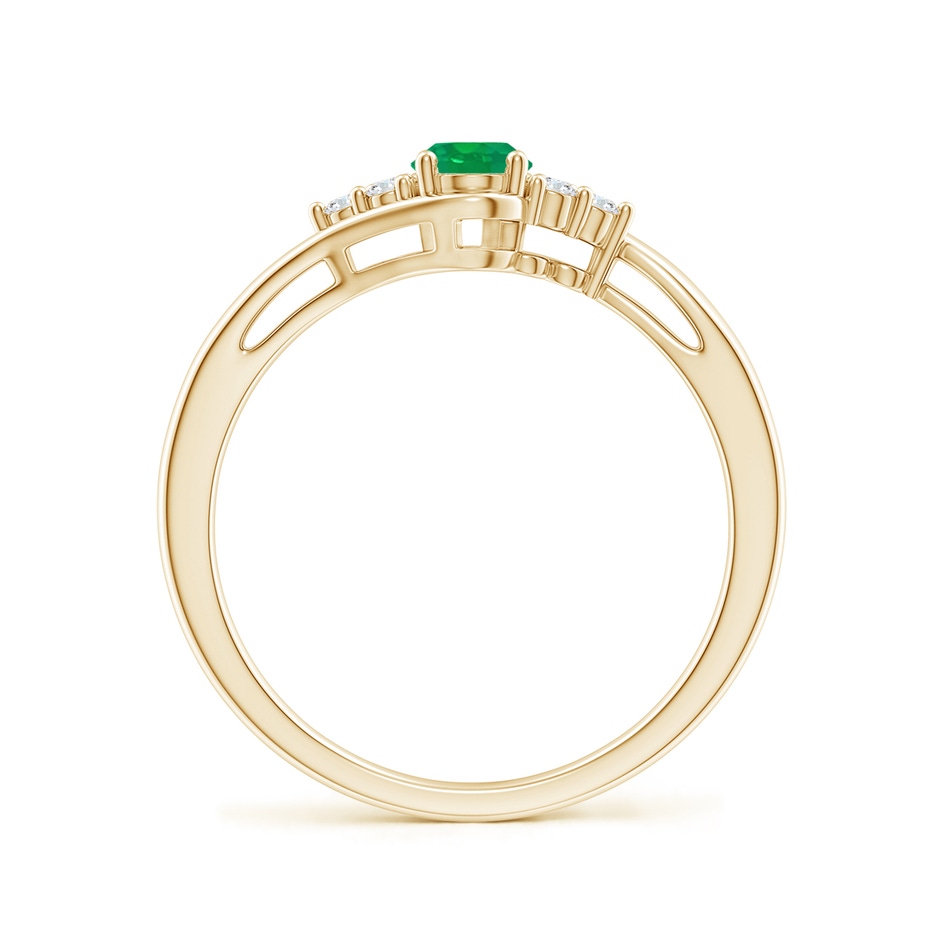 6x4mm AA Oval Emerald Bypass Ring with Trio Diamond Accents in Yellow Gold side-1