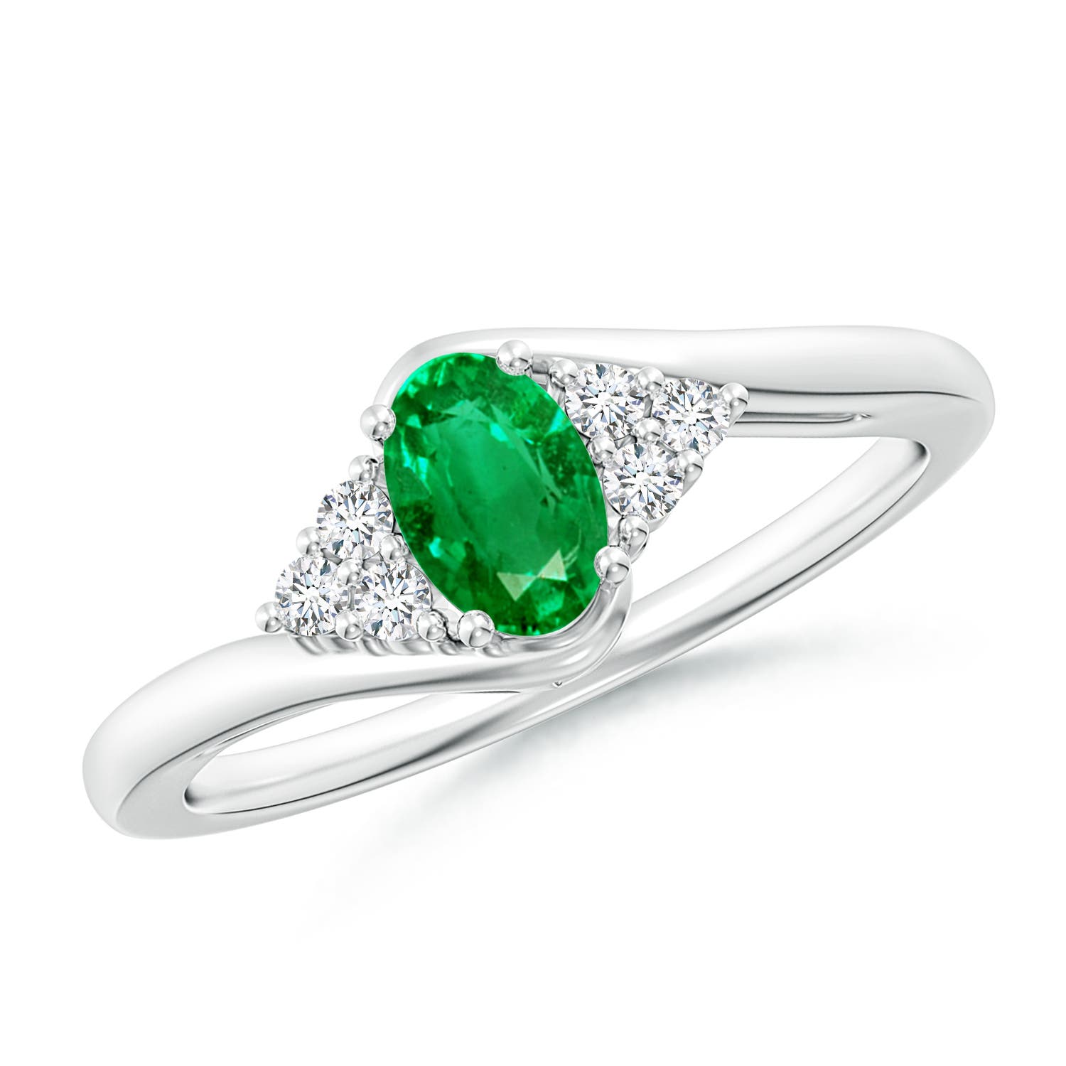 AAA - Emerald / 0.48 CT / 14 KT White Gold