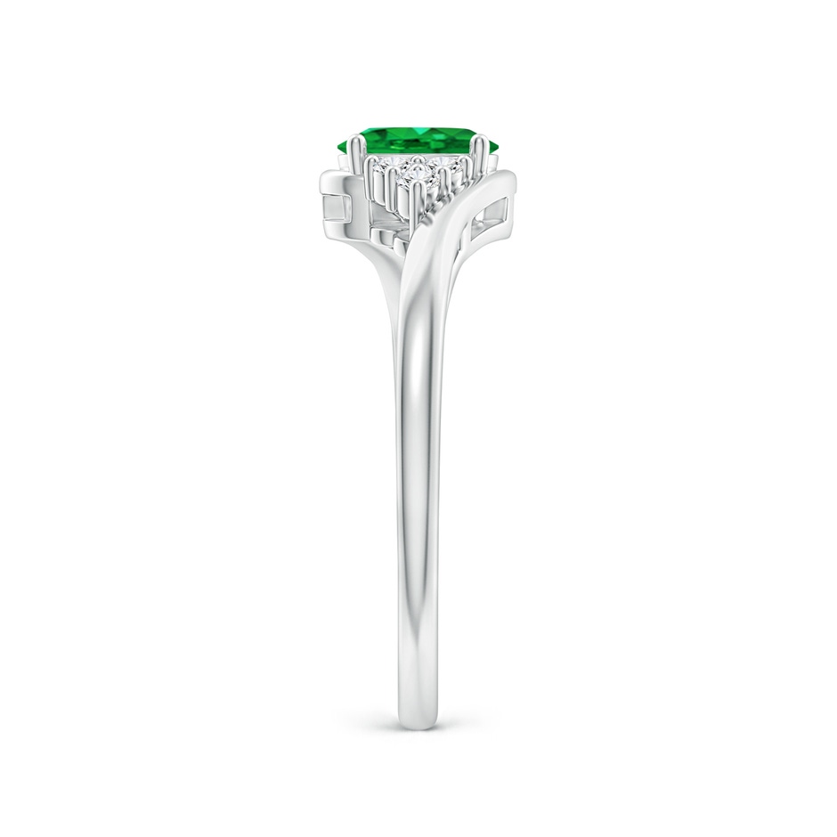 6x4mm AAA Oval Emerald Bypass Ring with Trio Diamond Accents in White Gold side-2