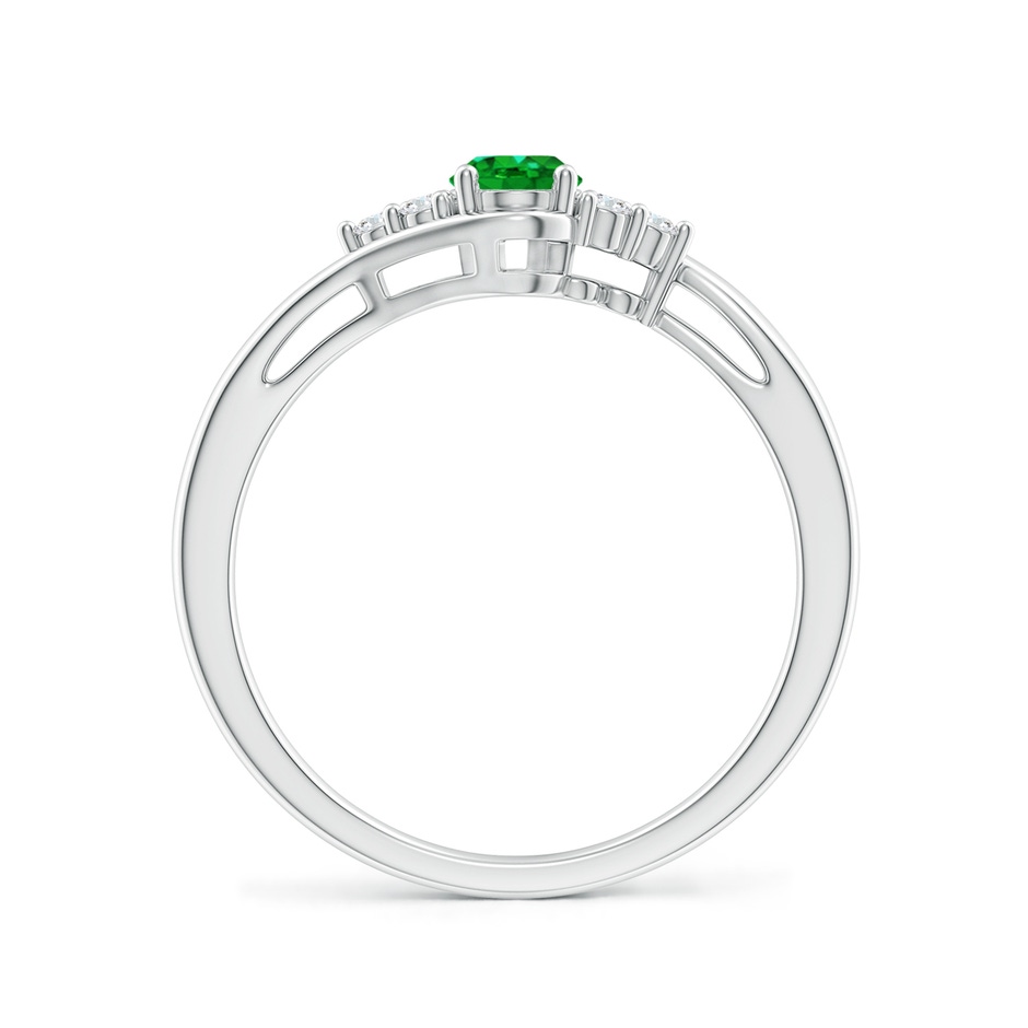 6x4mm Lab-Grown Oval Emerald Bypass Ring with Trio Diamond Accents in P950 Platinum side-1