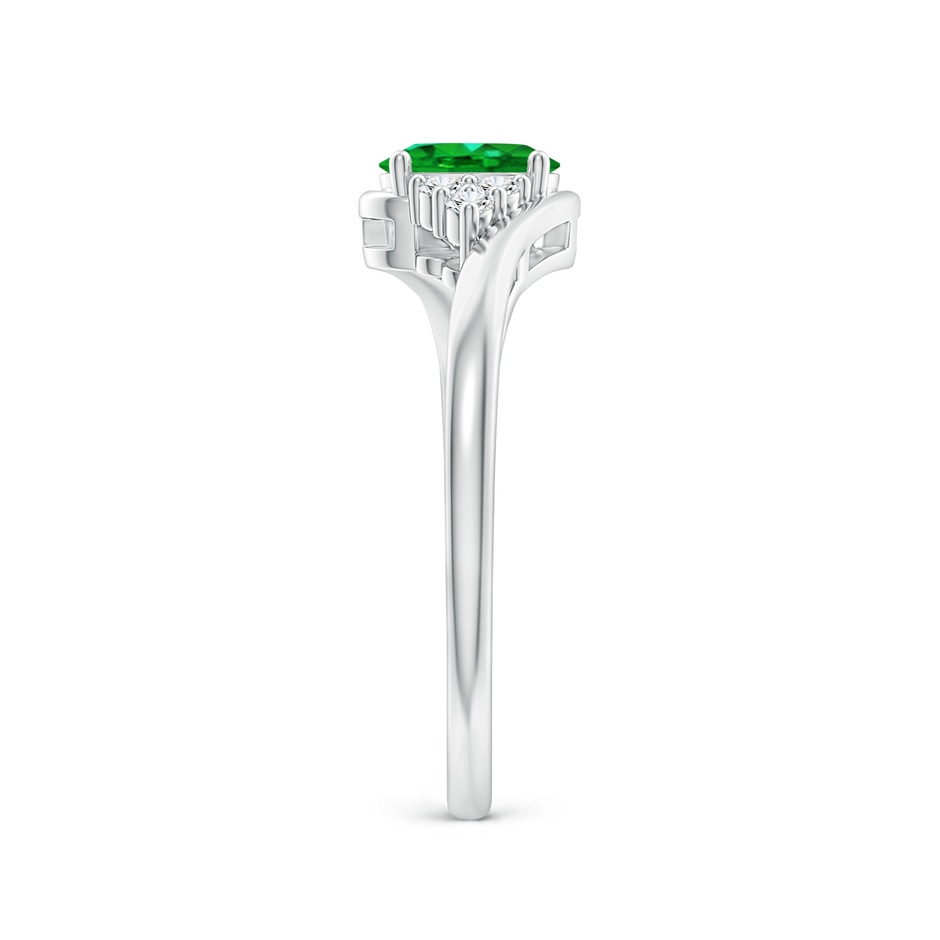 6x4mm Lab-Grown Oval Emerald Bypass Ring with Trio Diamond Accents in P950 Platinum side-2