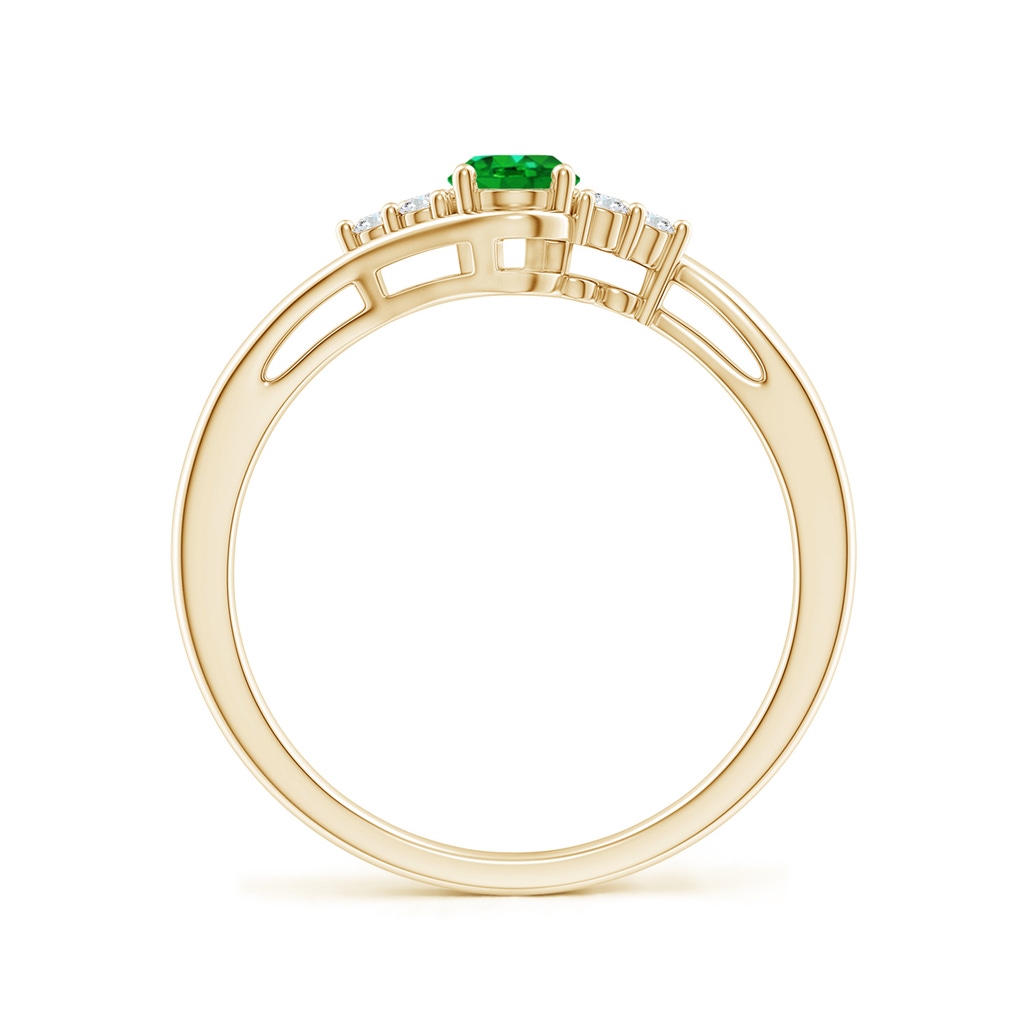 6x4mm Lab-Grown Oval Emerald Bypass Ring with Trio Diamond Accents in Yellow Gold - side_1