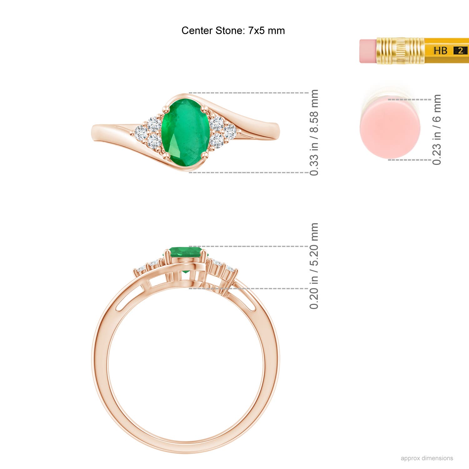 A - Emerald / 0.77 CT / 14 KT Rose Gold