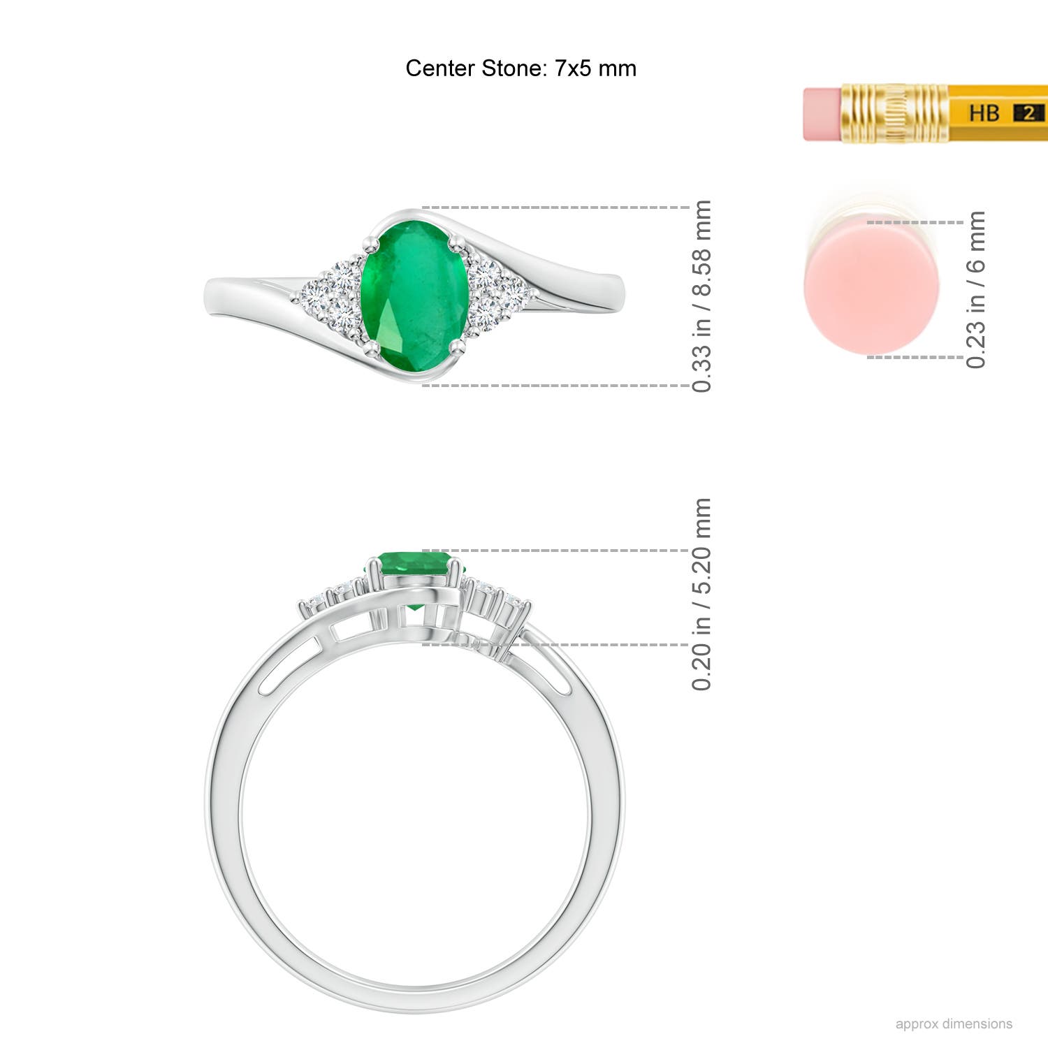 A - Emerald / 0.77 CT / 14 KT White Gold