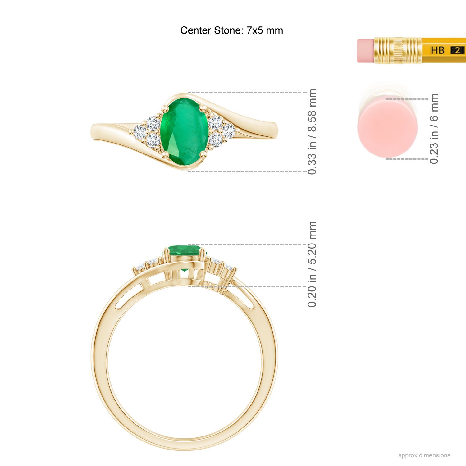 A - Emerald / 0.77 CT / 14 KT Yellow Gold