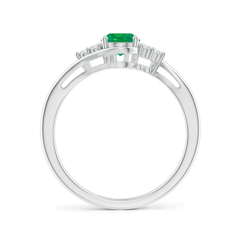 7x5mm AA Oval Emerald Bypass Ring with Trio Diamond Accents in White Gold side-1