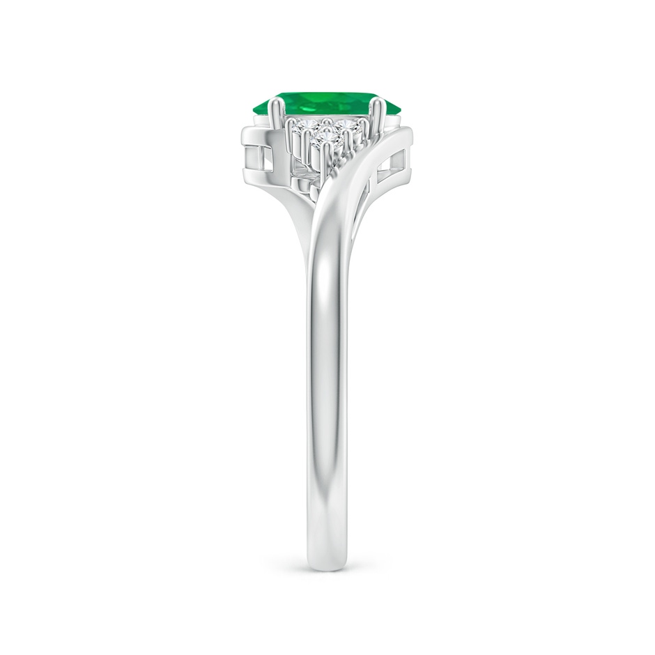 7x5mm AA Oval Emerald Bypass Ring with Trio Diamond Accents in White Gold side-2