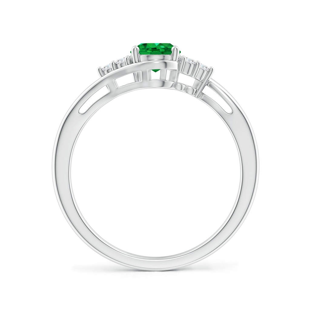 7x5mm AAA Oval Emerald Bypass Ring with Trio Diamond Accents in White Gold - side_1