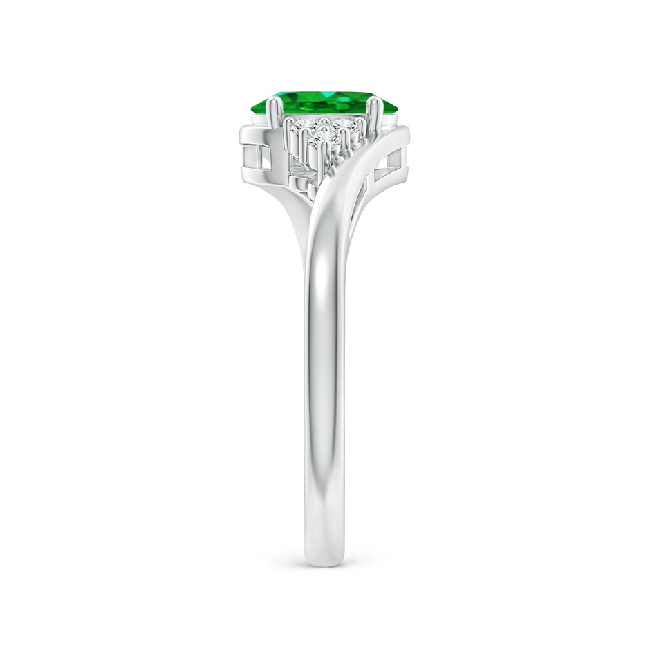 7x5mm Lab-Grown Oval Emerald Bypass Ring with Trio Diamond Accents in P950 Platinum side-2