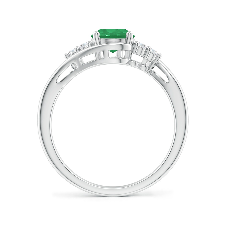 8x6mm A Oval Emerald Bypass Ring with Trio Diamond Accents in P950 Platinum side-1
