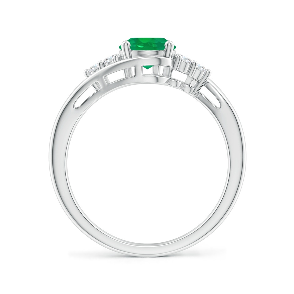 8x6mm AA Oval Emerald Bypass Ring with Trio Diamond Accents in P950 Platinum side-1
