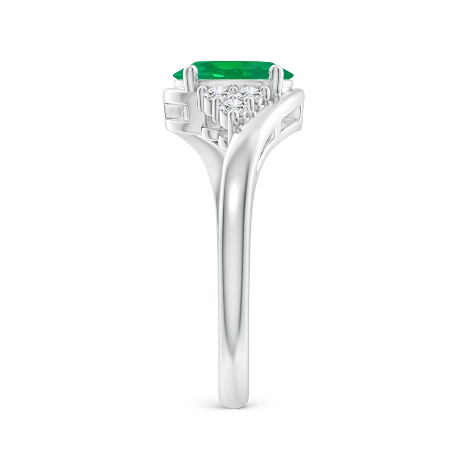 8x6mm AA Oval Emerald Bypass Ring with Trio Diamond Accents in P950 Platinum side-2