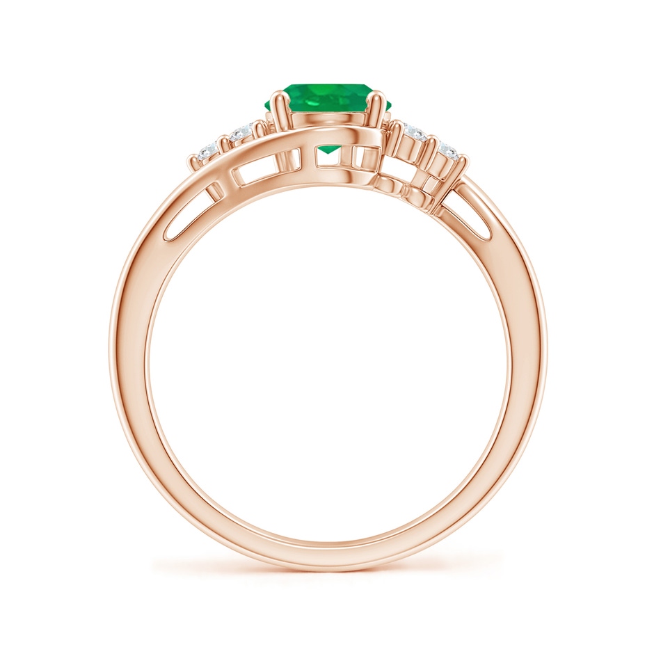 8x6mm AA Oval Emerald Bypass Ring with Trio Diamond Accents in Rose Gold side-1