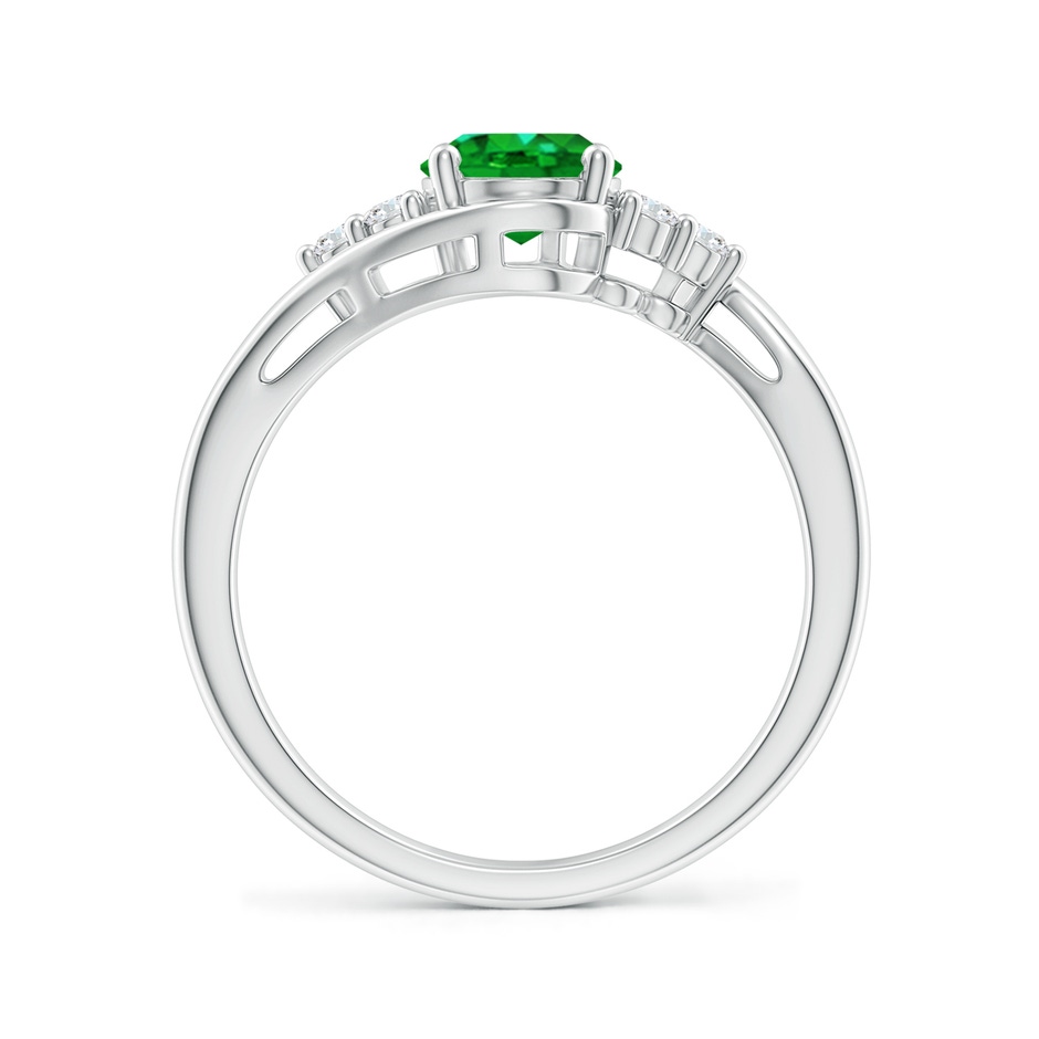 8x6mm Lab-Grown Oval Emerald Bypass Ring with Trio Diamond Accents in White Gold side-1
