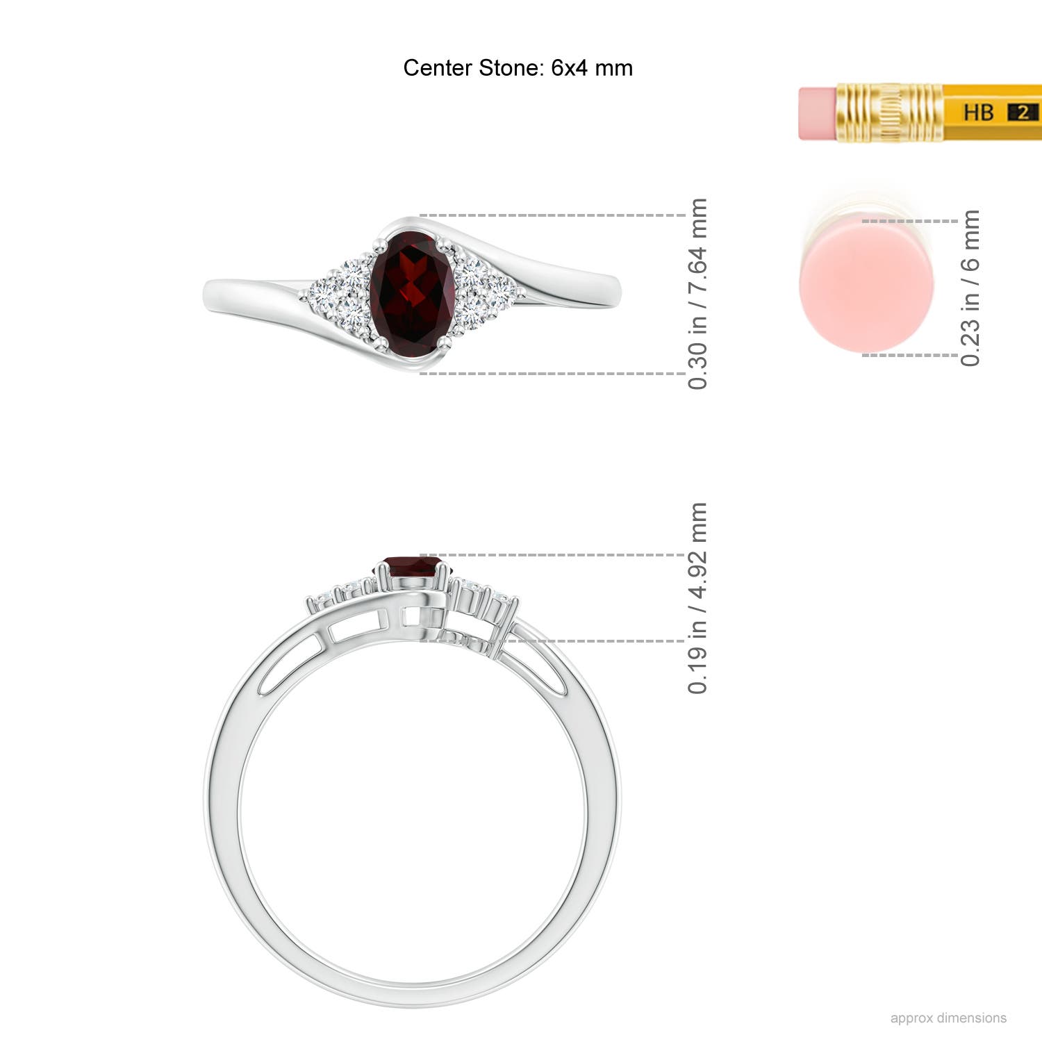 A - Garnet / 0.63 CT / 14 KT White Gold