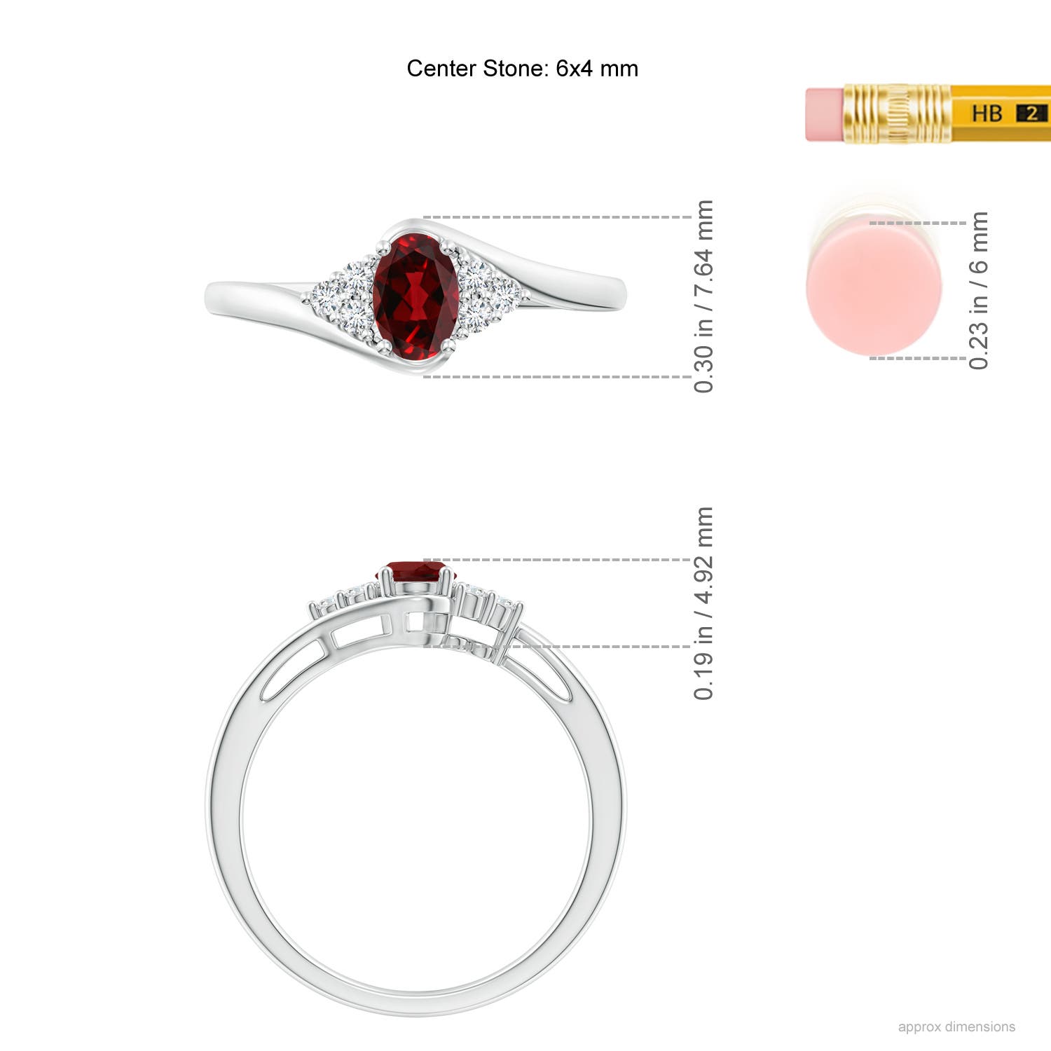 AAAA - Garnet / 0.63 CT / 14 KT White Gold