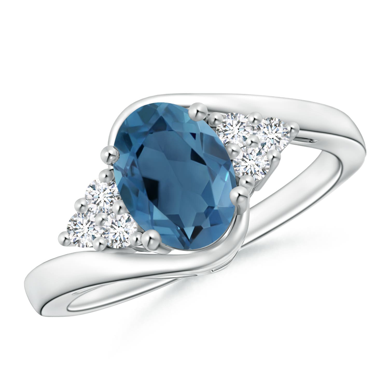 A - London Blue Topaz / 1.67 CT / 14 KT White Gold