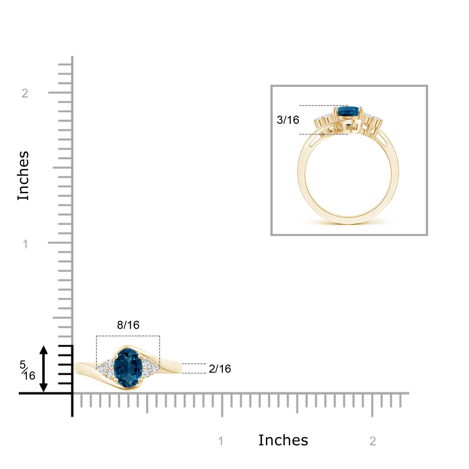 AAAA - London Blue Topaz / 1.67 CT / 14 KT Yellow Gold