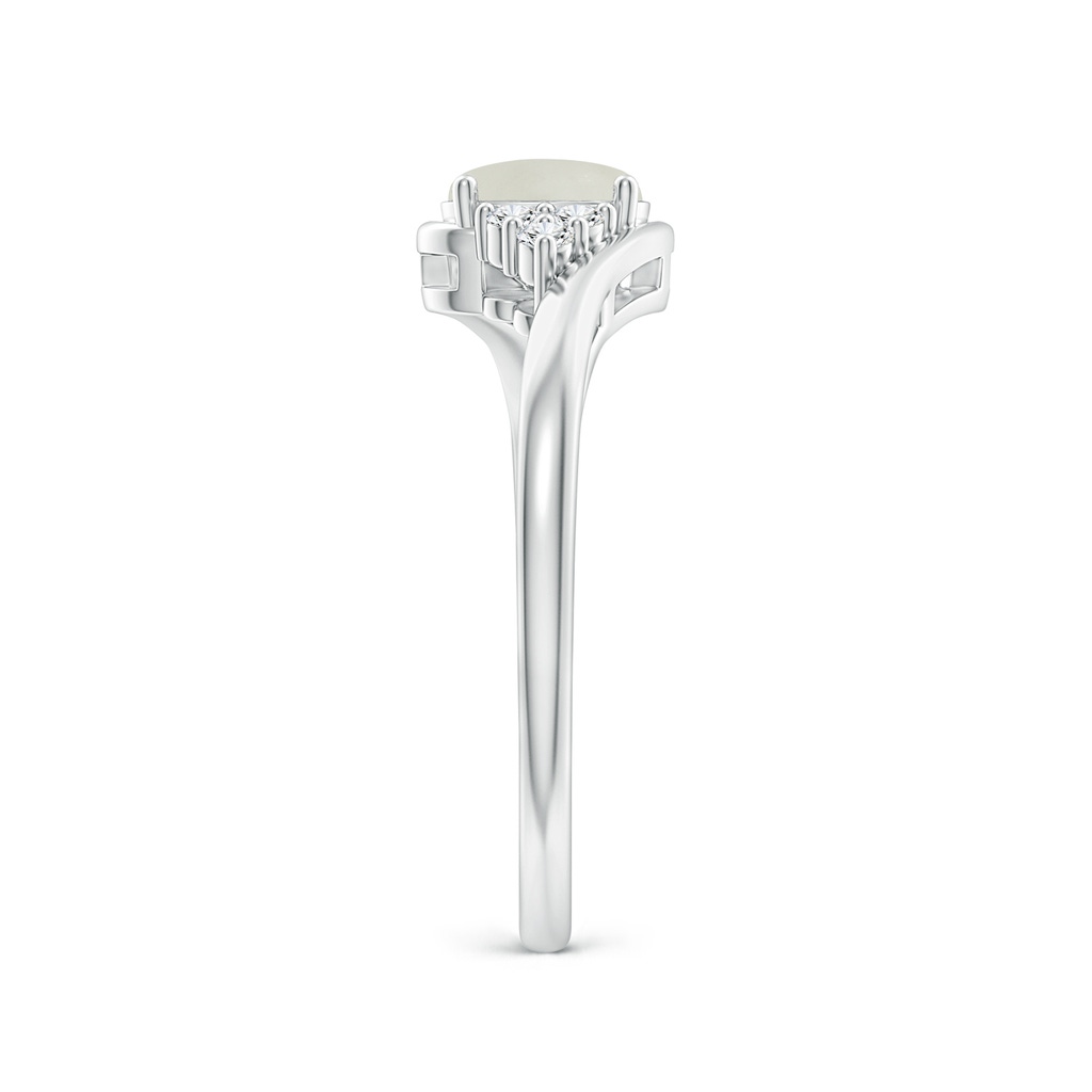 6x4mm AAA Oval Moonstone Bypass Ring with Trio Diamond Accents in White Gold - body_hand