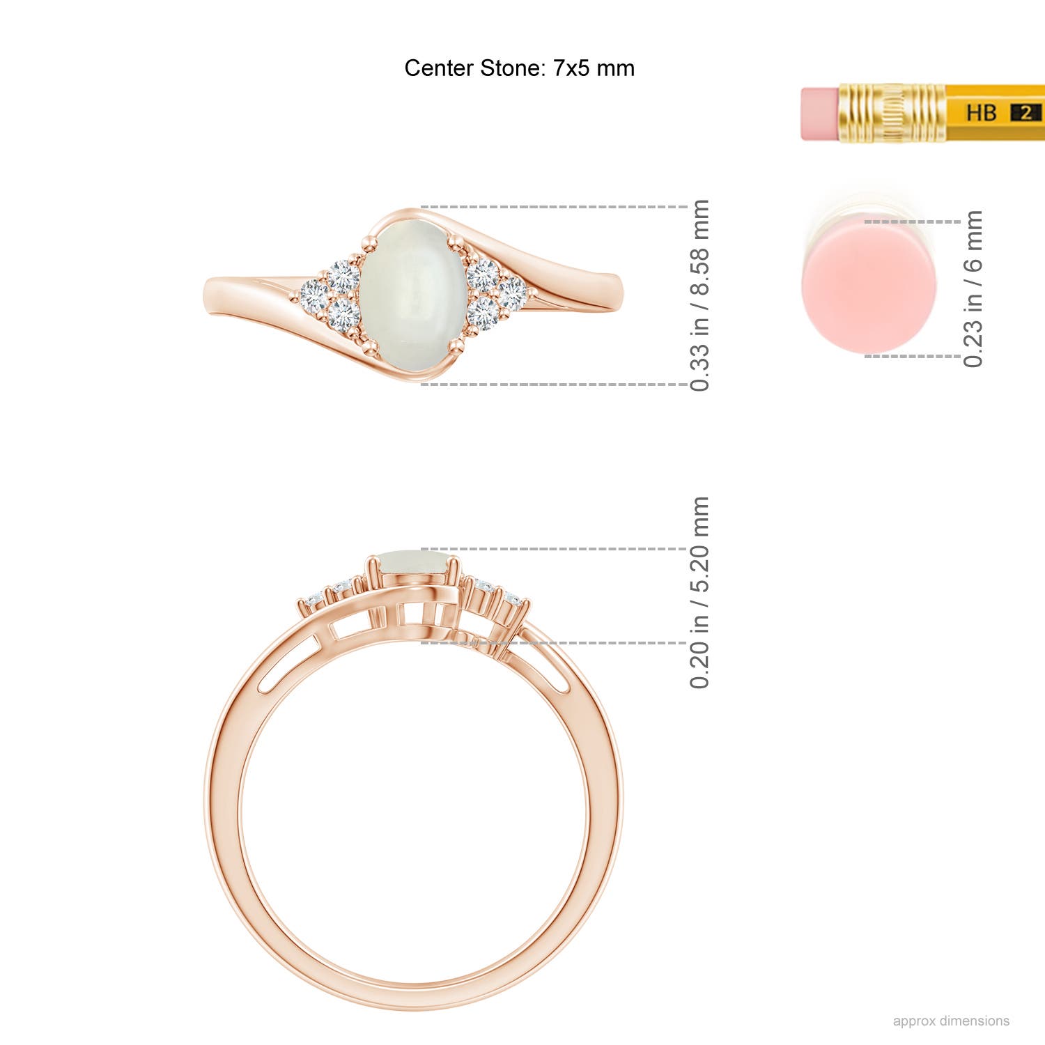 AAAA - Moonstone / 0.79 CT / 14 KT Rose Gold