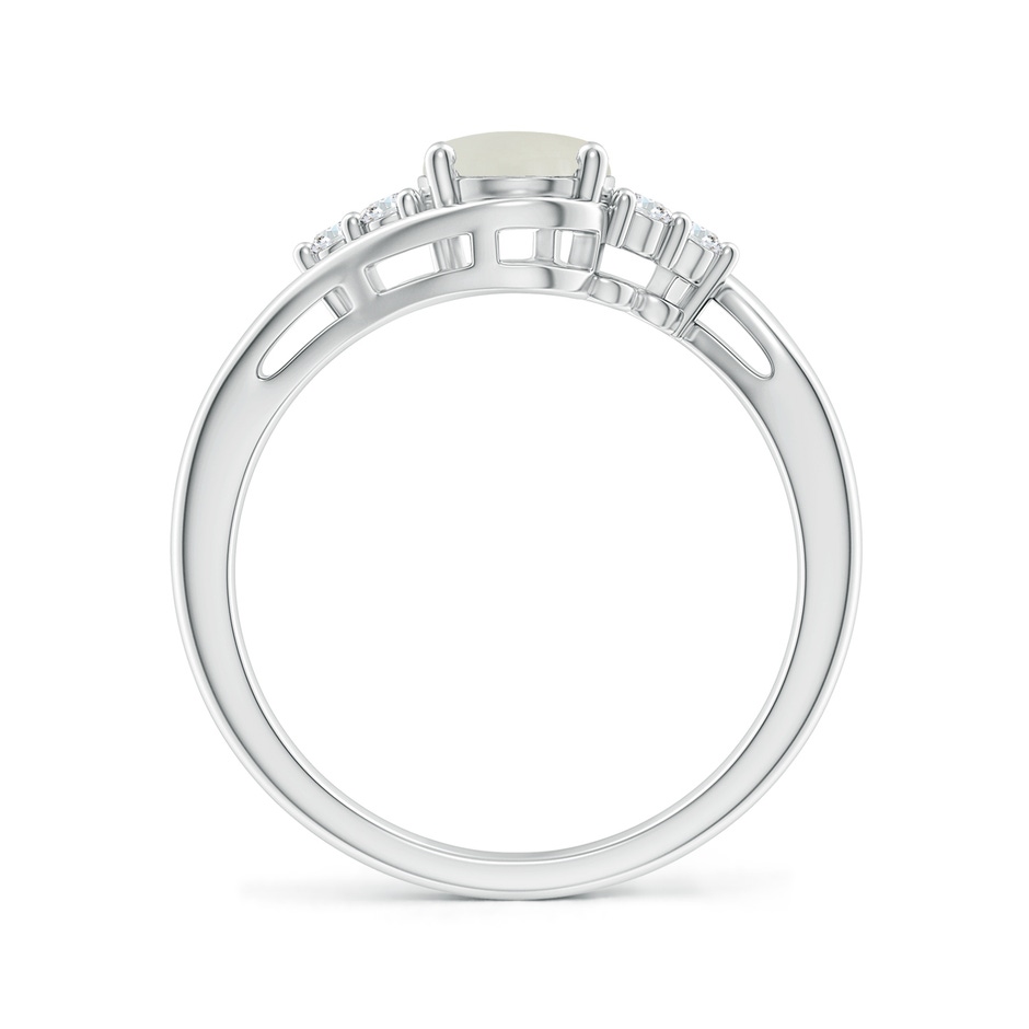 8x6mm AAAA Oval Moonstone Bypass Ring with Trio Diamond Accents in White Gold side 1