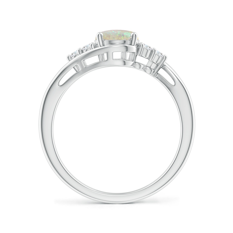 8x6mm AAA Oval Opal Bypass Ring with Trio Diamond Accents in P950 Platinum side-1