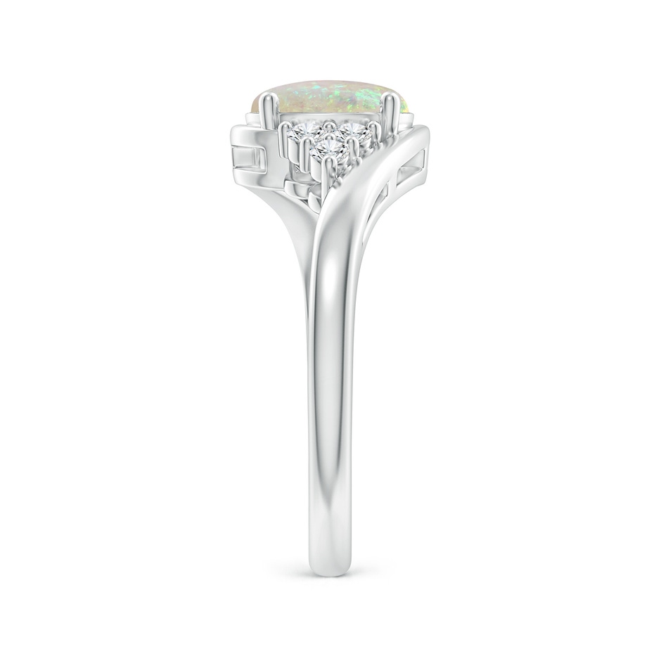 8x6mm AAA Oval Opal Bypass Ring with Trio Diamond Accents in P950 Platinum side-2