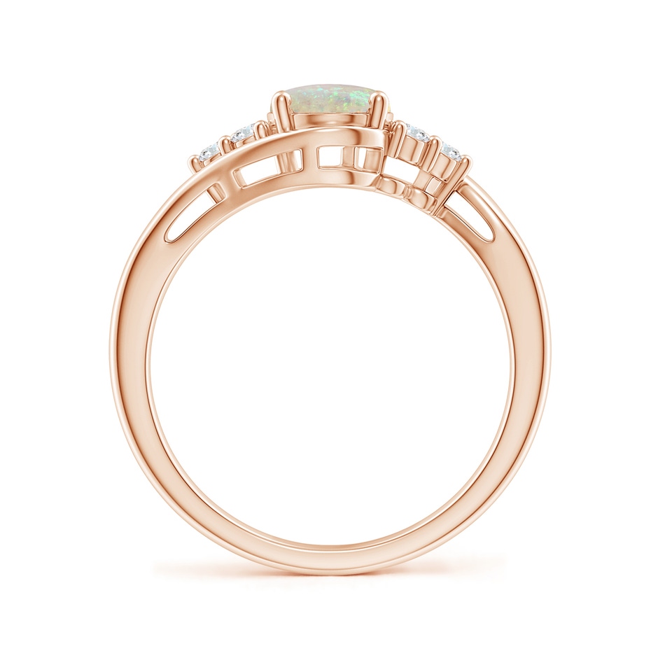 8x6mm AAA Oval Opal Bypass Ring with Trio Diamond Accents in Rose Gold side-1