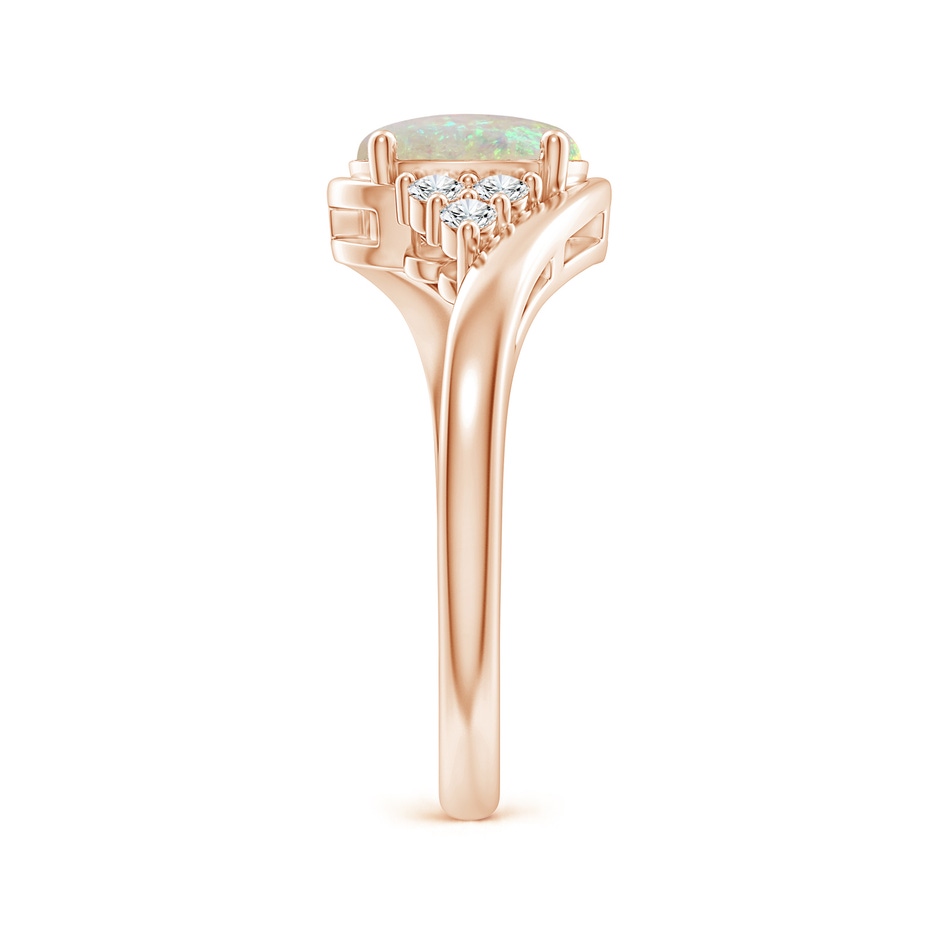 8x6mm AAA Oval Opal Bypass Ring with Trio Diamond Accents in Rose Gold side-2