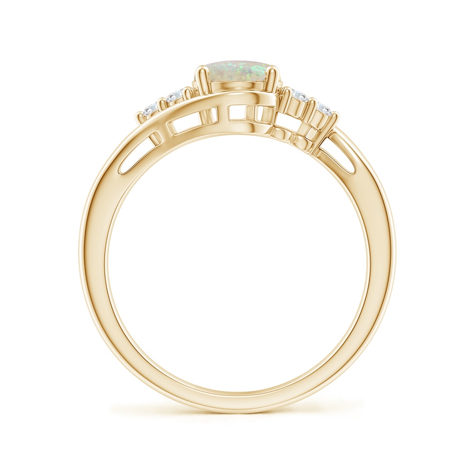 8x6mm AAA Oval Opal Bypass Ring with Trio Diamond Accents in Yellow Gold side-1
