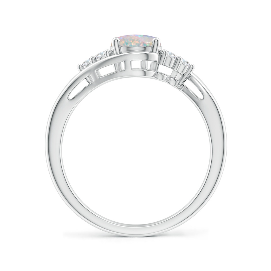 8x6mm AAAA Oval Opal Bypass Ring with Trio Diamond Accents in P950 Platinum side-1