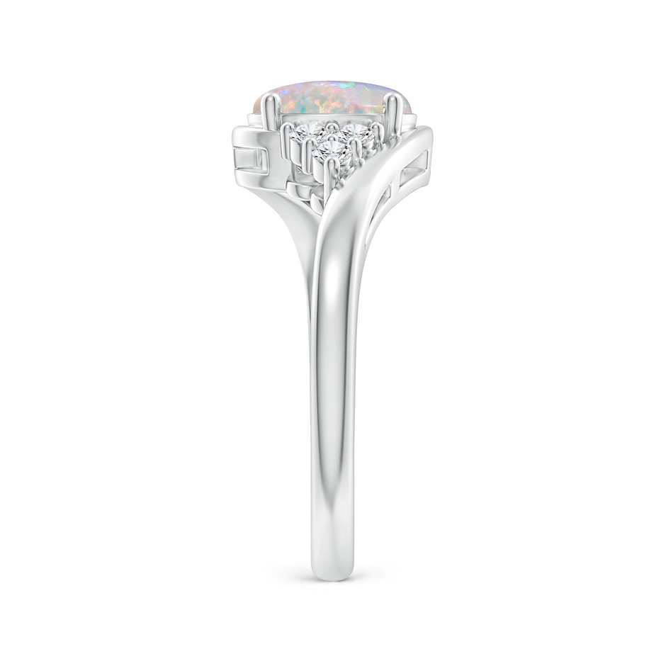 8x6mm AAAA Oval Opal Bypass Ring with Trio Diamond Accents in P950 Platinum side-2