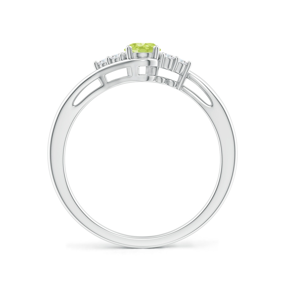 6x4mm A Oval Peridot Bypass Ring with Trio Diamond Accents in P950 Platinum side-1