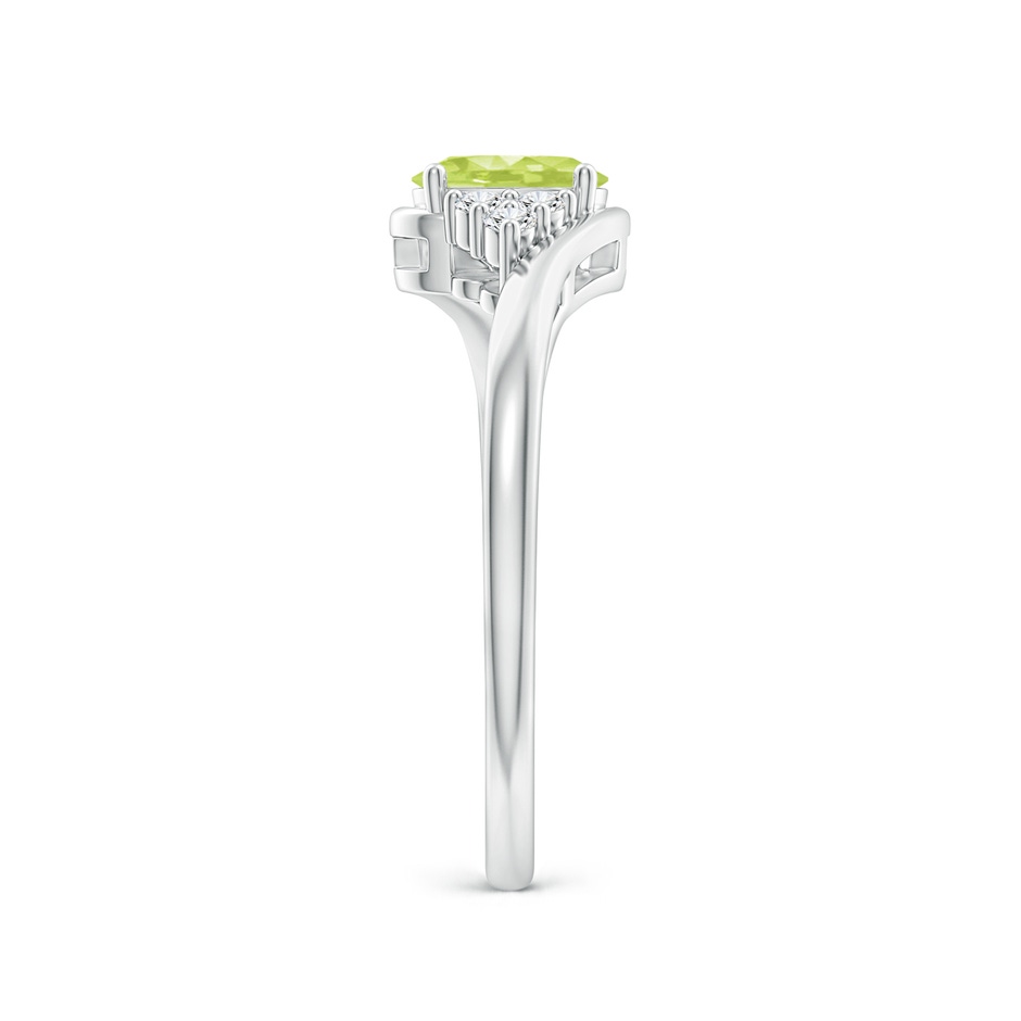 6x4mm A Oval Peridot Bypass Ring with Trio Diamond Accents in P950 Platinum side-2