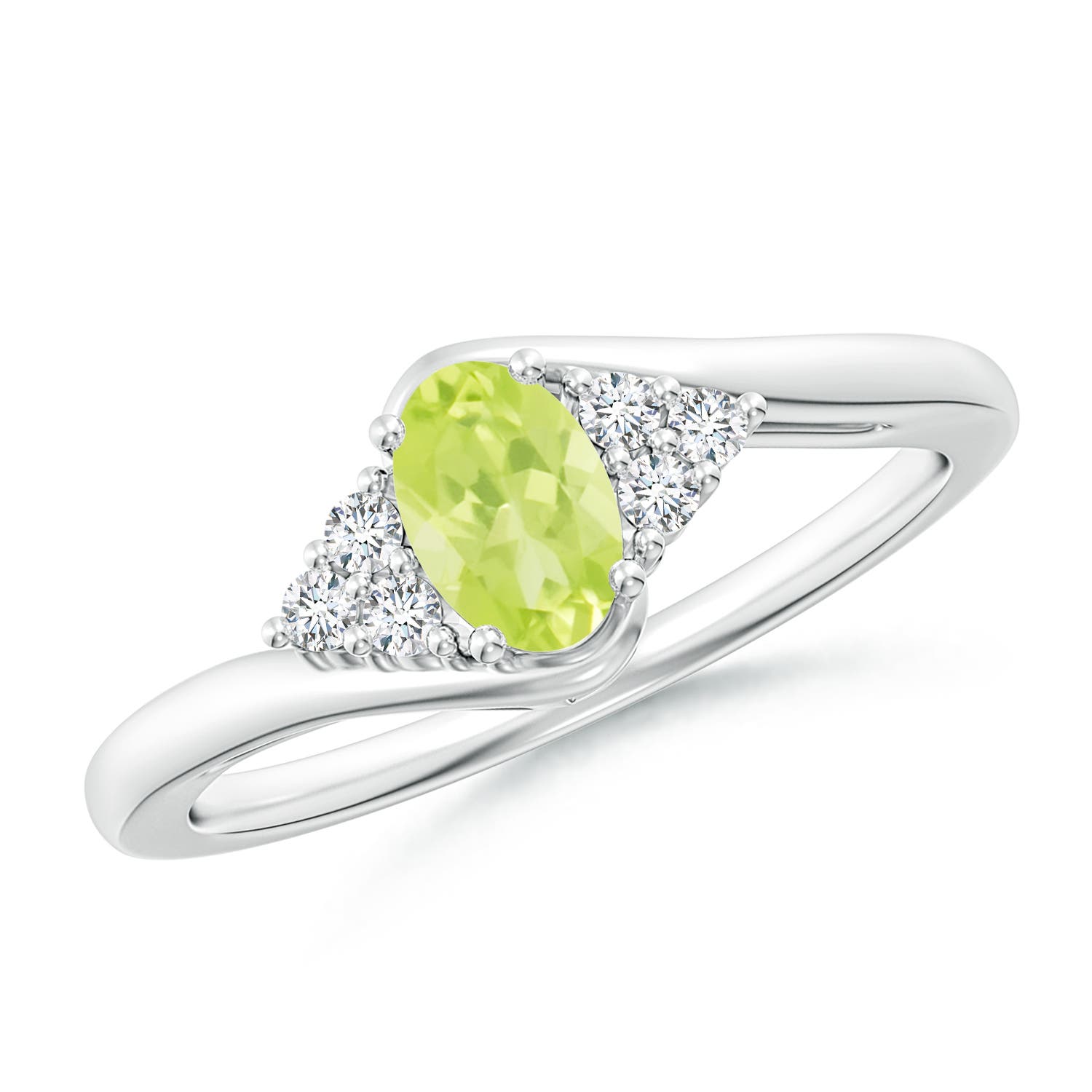 A - Peridot / 0.56 CT / 14 KT White Gold