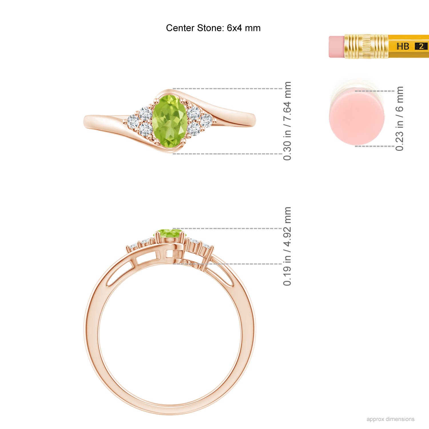 AA - Peridot / 0.56 CT / 14 KT Rose Gold