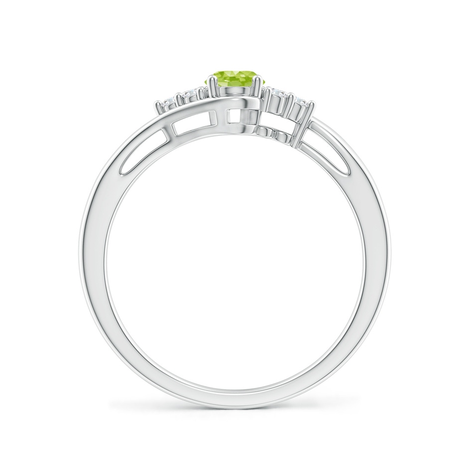 6x4mm AA Oval Peridot Bypass Ring with Trio Diamond Accents in White Gold side-1