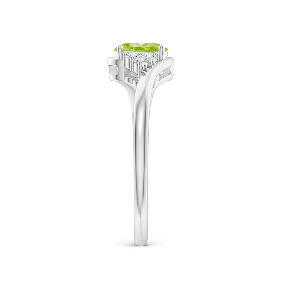 6x4mm AA Oval Peridot Bypass Ring with Trio Diamond Accents in White Gold side-2