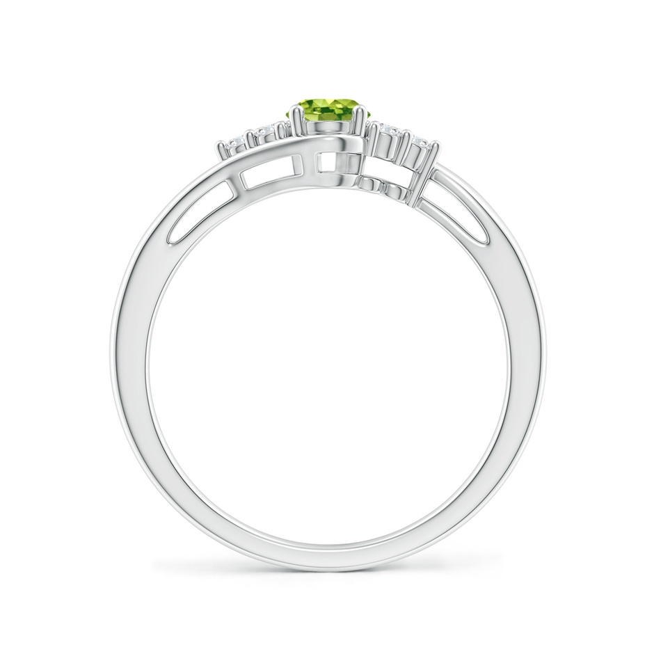 6x4mm AAA Oval Peridot Bypass Ring with Trio Diamond Accents in White Gold side-1