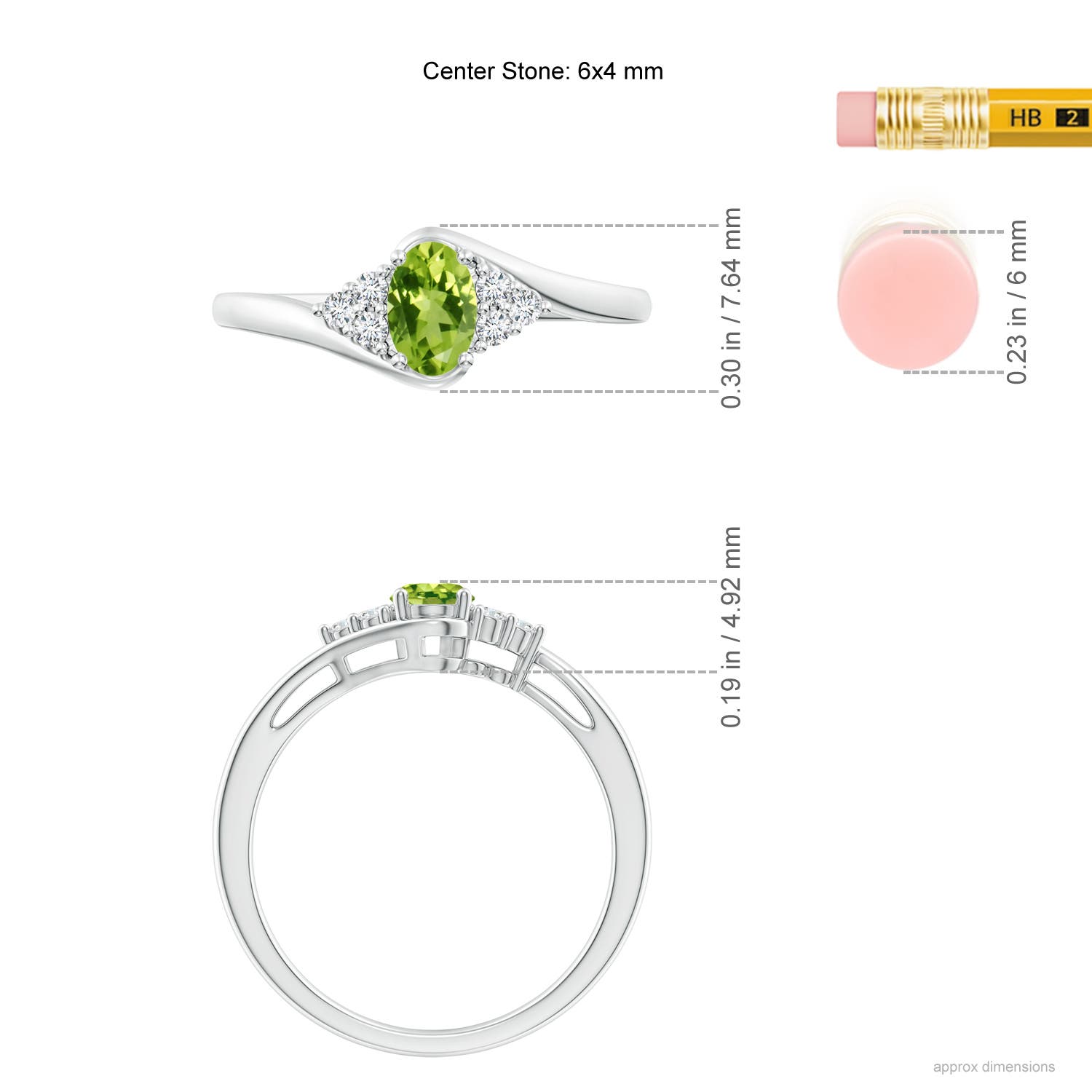 AAA - Peridot / 0.56 CT / 14 KT White Gold