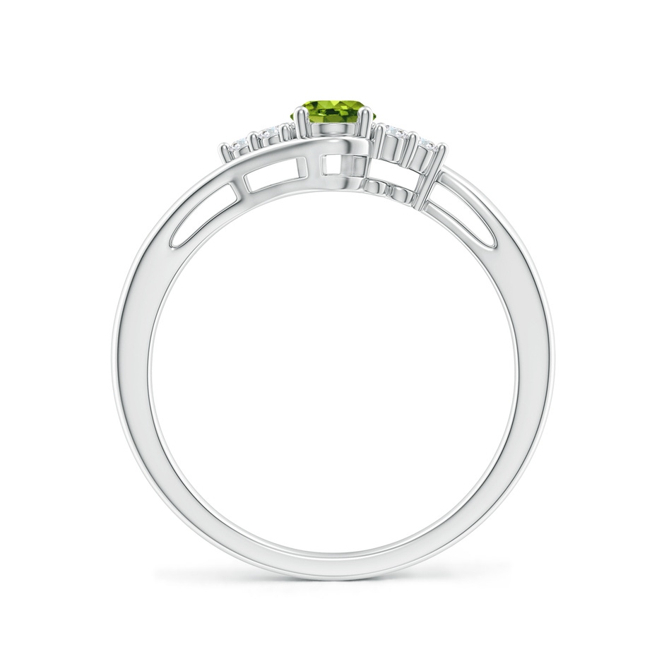 6x4mm AAAA Oval Peridot Bypass Ring with Trio Diamond Accents in White Gold side-1