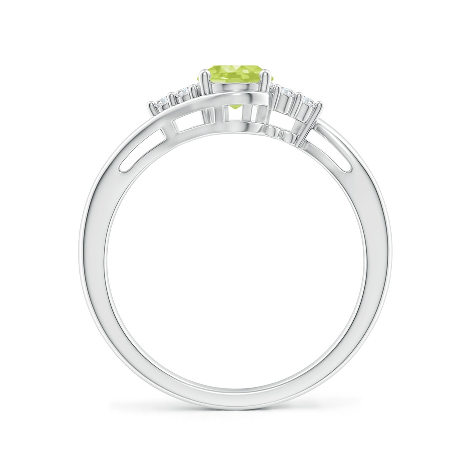 7x5mm A Oval Peridot Bypass Ring with Trio Diamond Accents in P950 Platinum side-1
