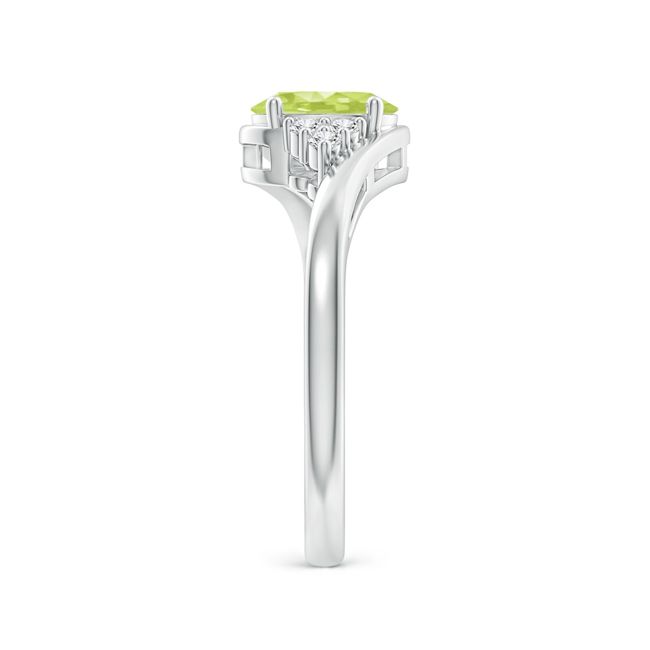 7x5mm A Oval Peridot Bypass Ring with Trio Diamond Accents in P950 Platinum side-2
