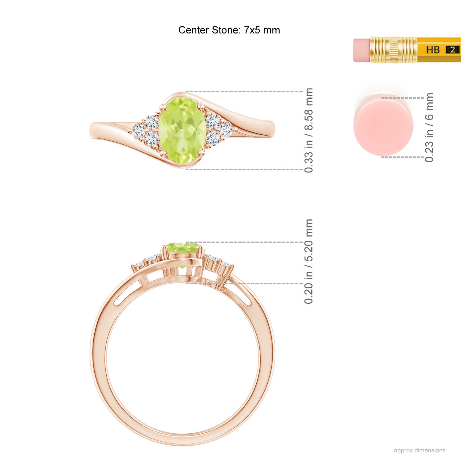 A - Peridot / 0.96 CT / 14 KT Rose Gold