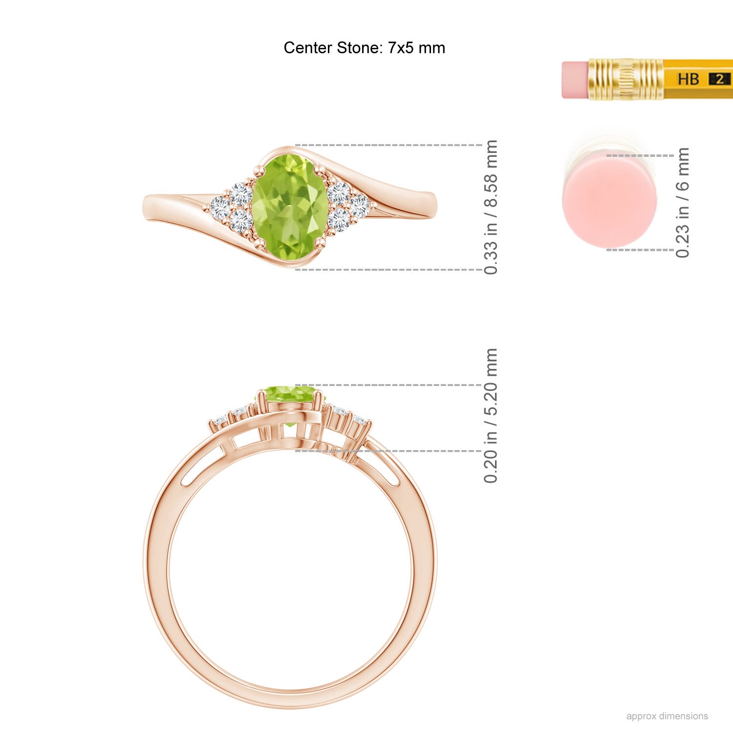 AA - Peridot / 0.96 CT / 14 KT Rose Gold