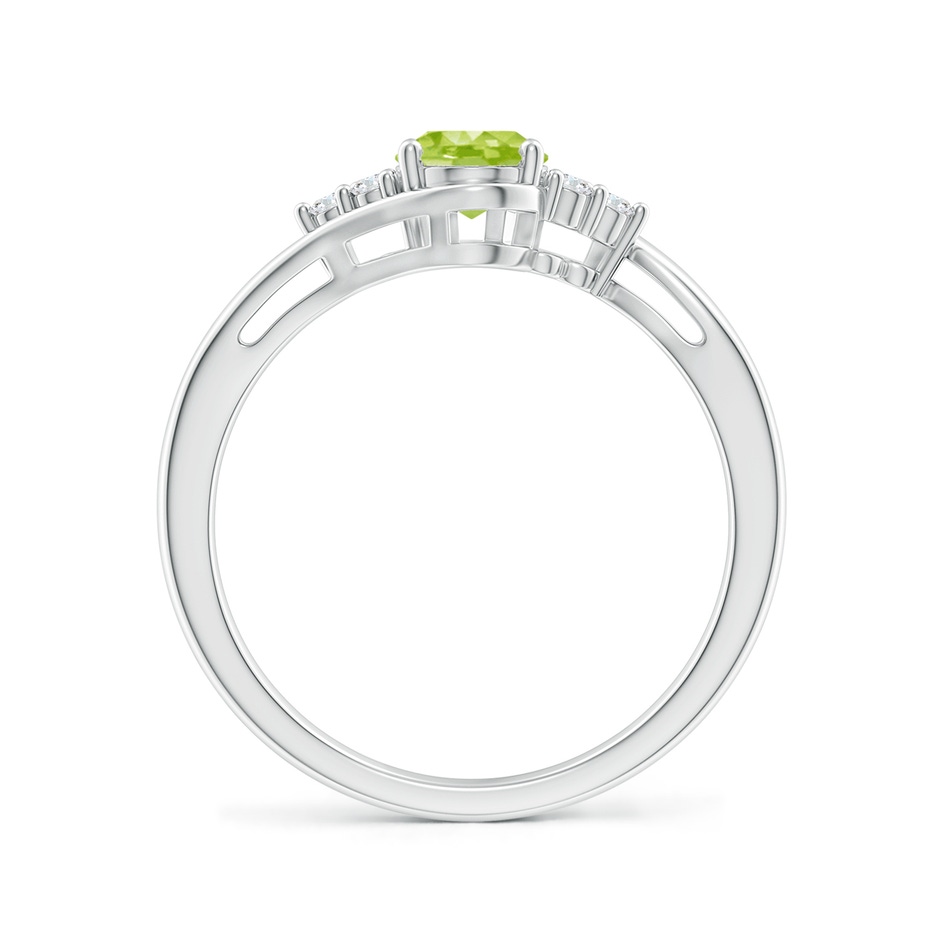 7x5mm AA Oval Peridot Bypass Ring with Trio Diamond Accents in White Gold side-1