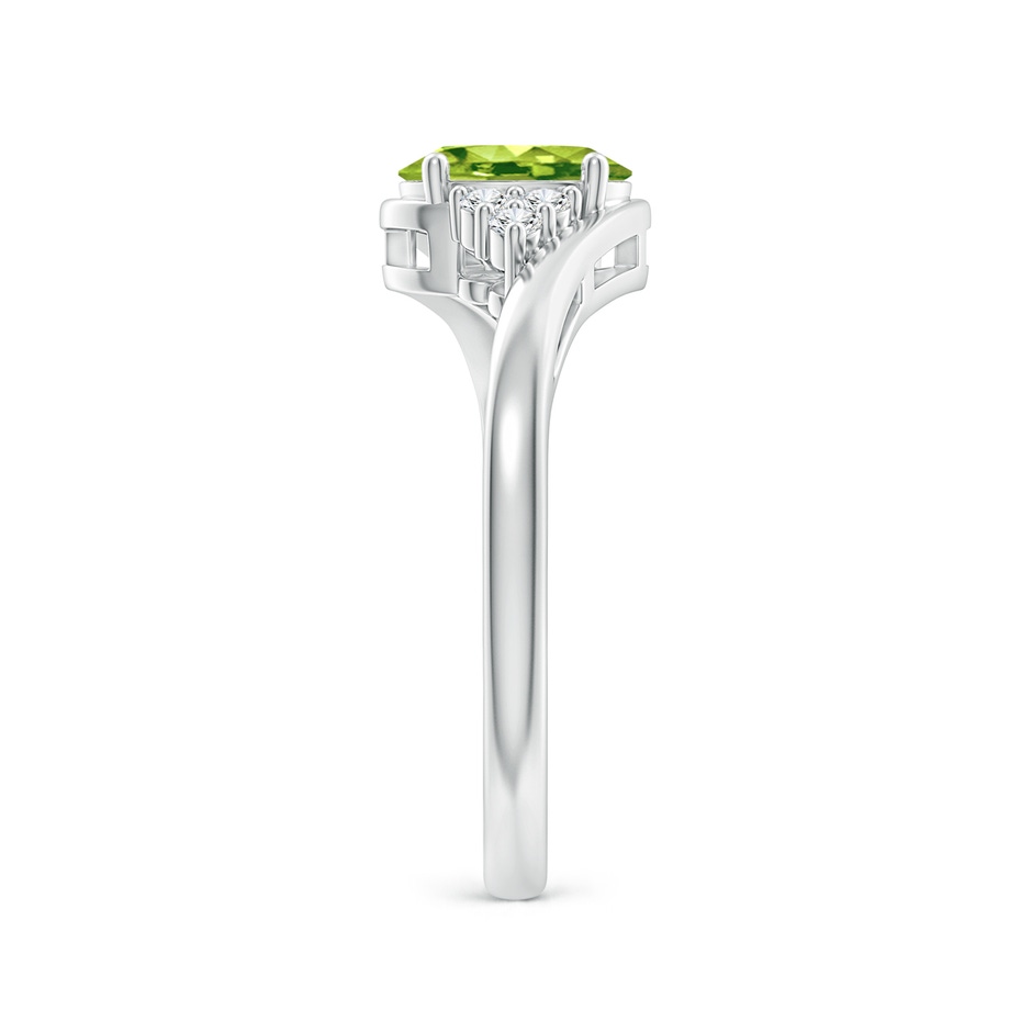 7x5mm AAA Oval Peridot Bypass Ring with Trio Diamond Accents in P950 Platinum side-2